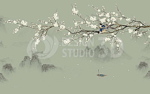 3D обои с рисунком птицы Design Studio 3D Дыхание весны DV-001