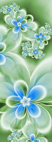 Синие обои с цветами Divino Decor Фотопанно C-259