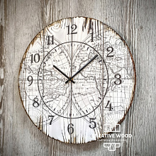 Декоративное панно для прихожей Creative Wood Часы Карта Мира