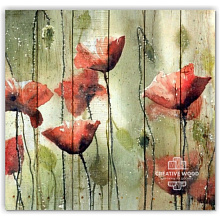 Красное панно для стен Creative Wood Цветы Цветы - 6 Маки