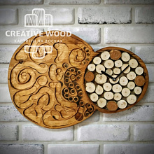 Бежевое панно для стен Creative Wood Часы 15