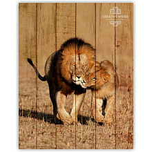 Бежевое панно для стен Creative Wood ZOO ZOO - 31 Лев и львица