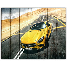 Прочные и долговечные панно для стен Creative Wood AUTO AUTO - 10 Спортивный жёлтый автомобиль марки Мерседес