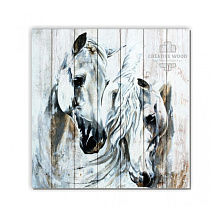 Белое панно для стен Creative Wood ZOO ZOO - 18 Лошади арт