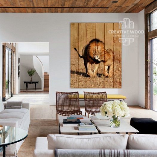 Картины в интерьере артикул ZOO - 31 Лев и львица, ZOO, Creative Wood