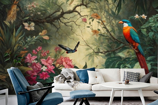 Фотообои в интерьере артикул AG-CB-009, Chinoiserie birds, Design Studio 3D