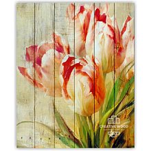 Оранжевое панно для стен Creative Wood Цветы Цветы -16 Тюльпаны