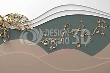 Золотые 3D обои Design Studio 3D Объемная перспектива OP-017
