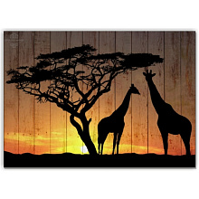 Чёрное панно для стен Creative Wood Африка Африка - Жирафы