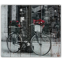 Белое панно для стен Creative Wood Велосипеды Велосипеды - Черно-белый велосипед