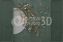 3D обои с рисунком круги Design Studio 3D Объемная перспектива OP-008