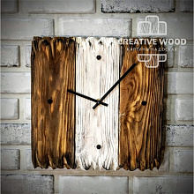 Коричневое панно для стен Creative Wood Часы 6