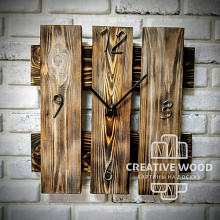 Коричневое панно для стен Creative Wood Часы 14